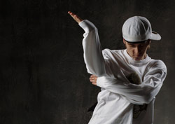 Street dancer popping and locking